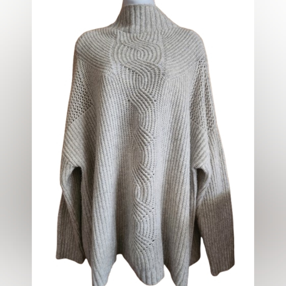 Maurices-Gray Cable Knit Turtleneck Sweater Size Plus 2